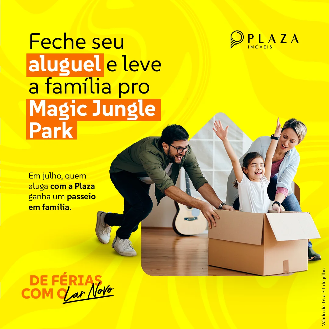 Alugue em julho e leve a família pro Magic Jungle Park! Só até 31/07.