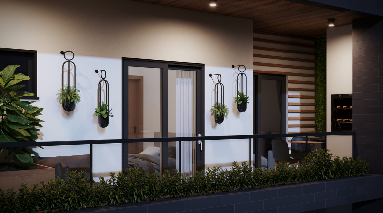 Área externa apartamento La Villa di Troian